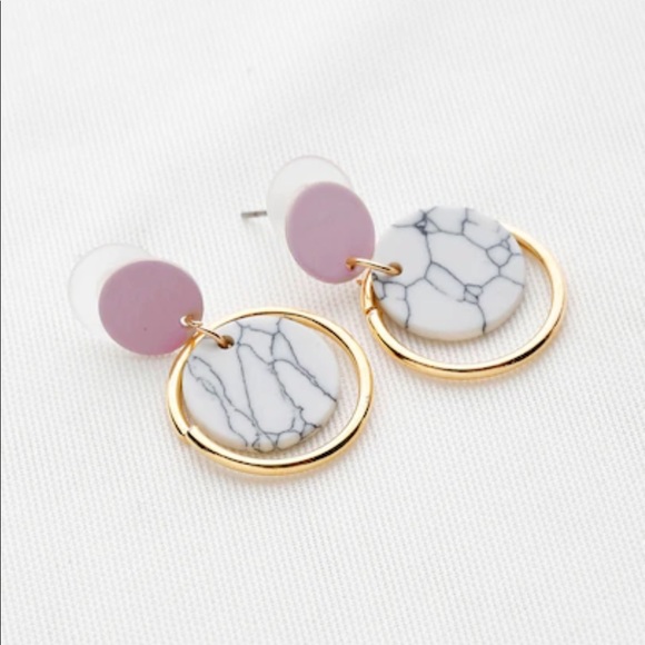 Anthropologie Jewelry - LAST SET Marble + Gold Ring Drop Earrings